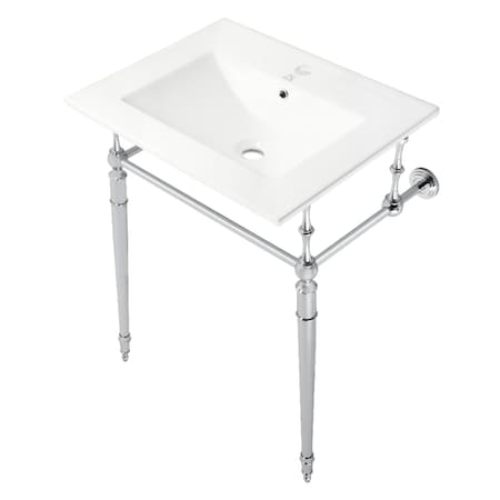 Kingston Brass 24Inch Console Sink with Brass Legs Single Hole, WhitePolished Chrome KVPB24187W1CP
